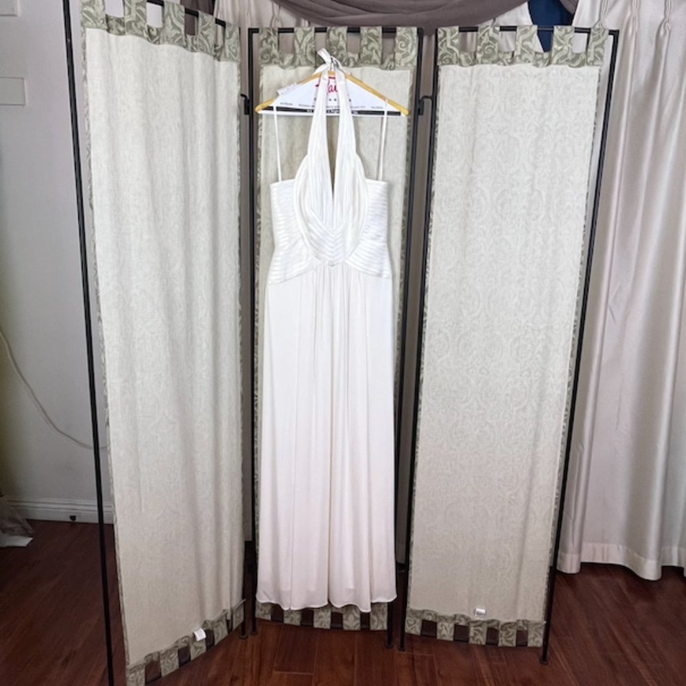 Women's Evening BCBG MaxAzria White_Fancy Gown 60 inches in length NEVER WORN